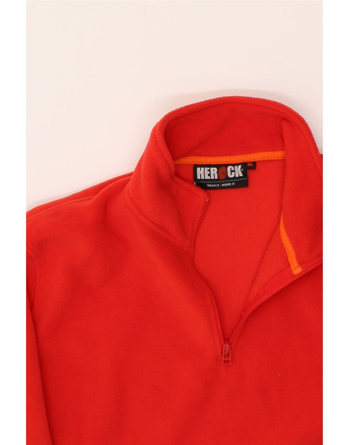 HEROCK Mens Zip Neck Fleece Jumper XL Red Polyester Vintage Herock and Second-Hand Herock from Messina Hembry 