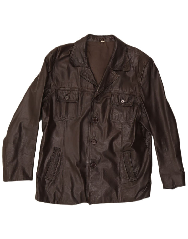 Мужская кожаная куртка VINTAGE UK 40, большая коричневая кожа