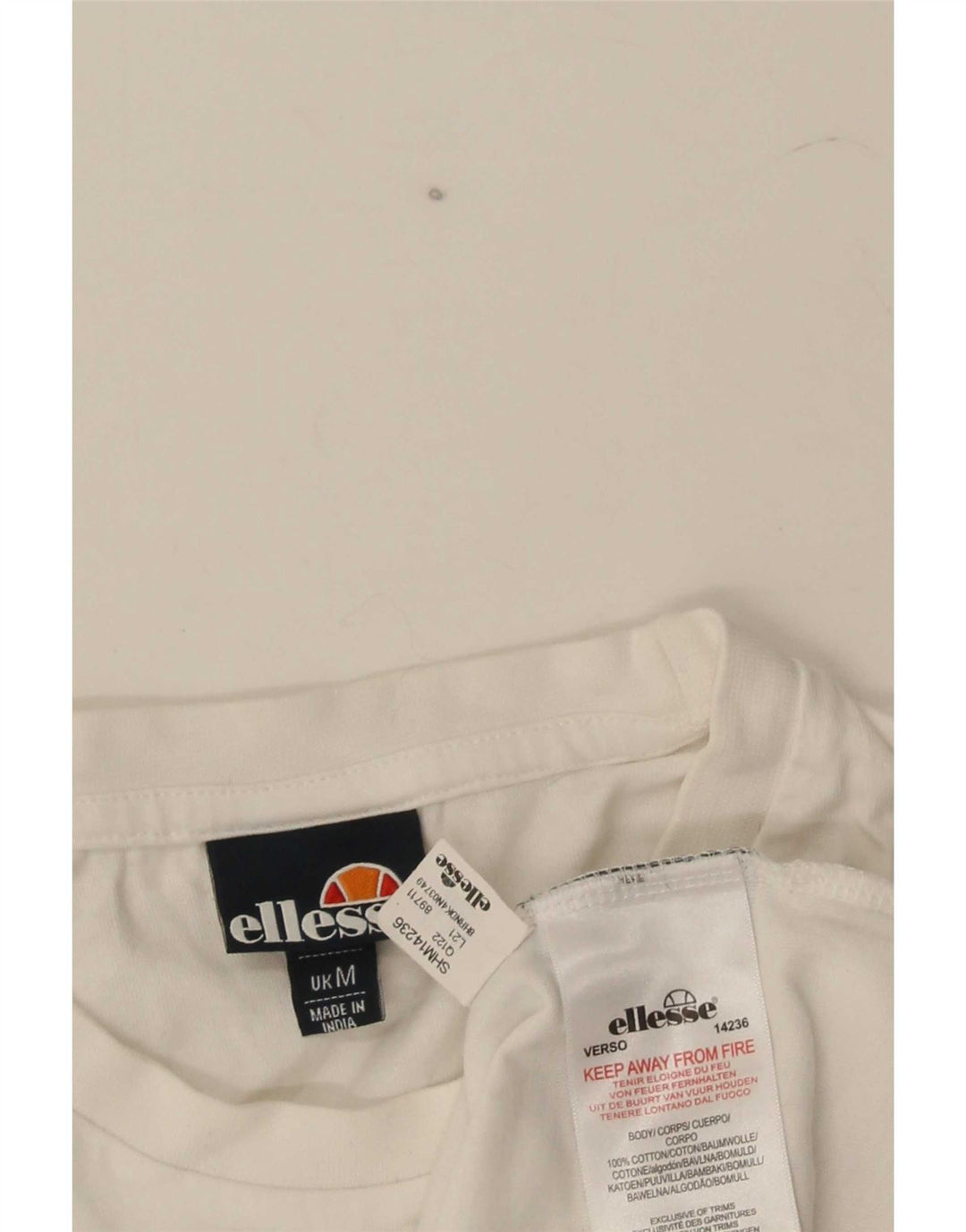 Ellesse Мужская футболка с рисунком Топ среднего размера, белый хлопок