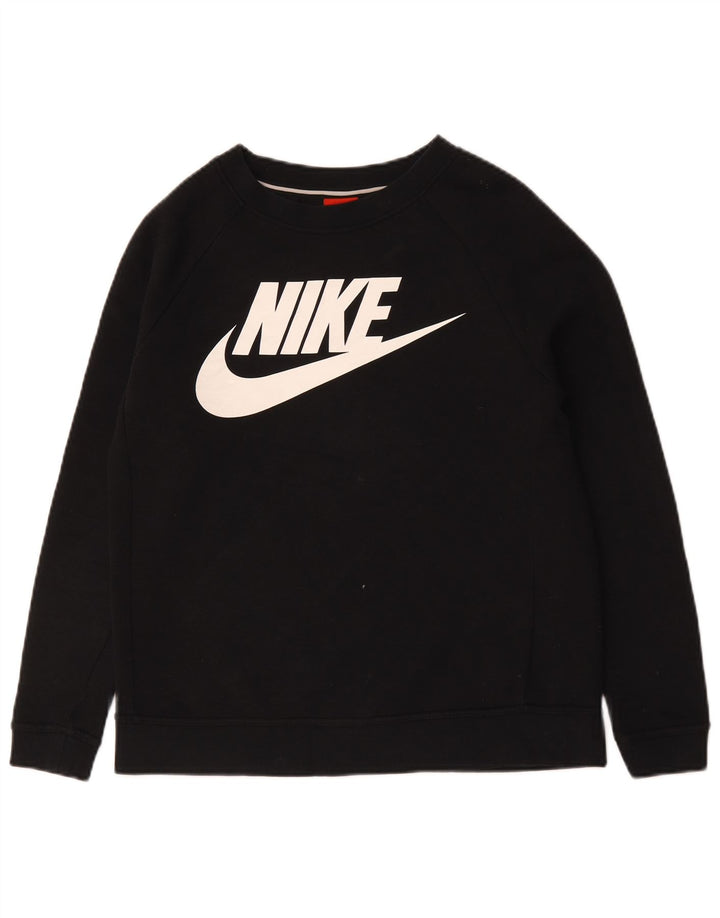 Женский джемпер большого размера с рисунком Nike UK 10, маленький черный хлопковый