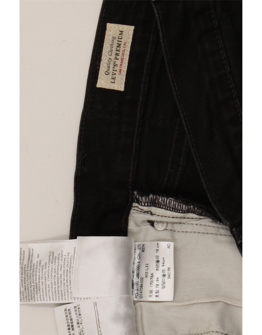 Мужские узкие джинсы Levi's W31 L32, черный хлопок