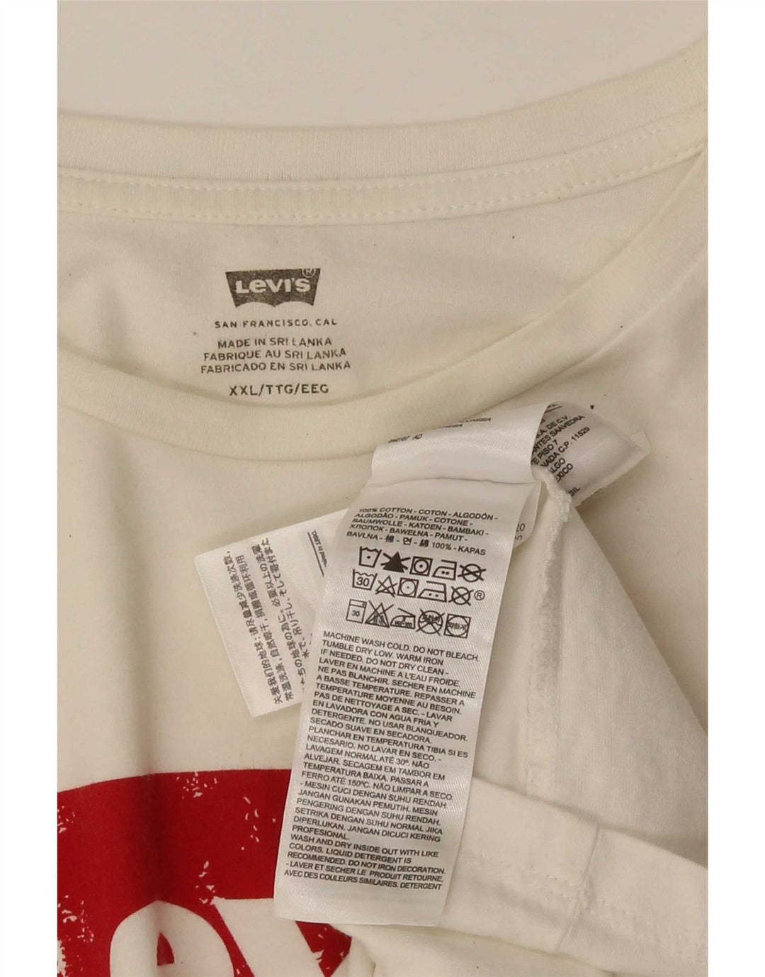 Мужская футболка с рисунком Levi's, топ 2XL, белый хлопок