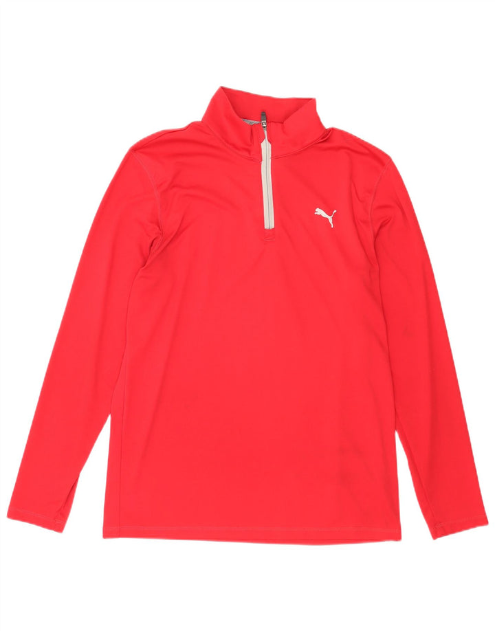 Мужской пуловер с воротником на молнии Puma, верх из полиэстера среднего красного цвета