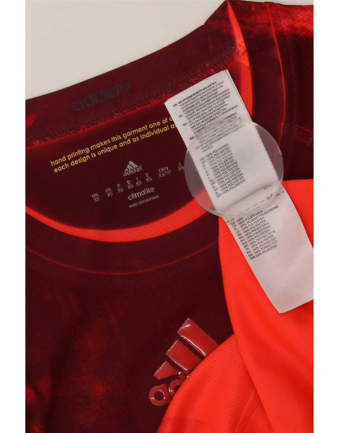 Мужская футболка Adidas Climalite Top XS Red Tie Dye из полиэстера