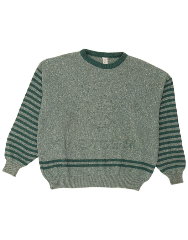 Vintage Womens Graphic Crew Neck Jumper Sweater IT 50 XL Green Striped