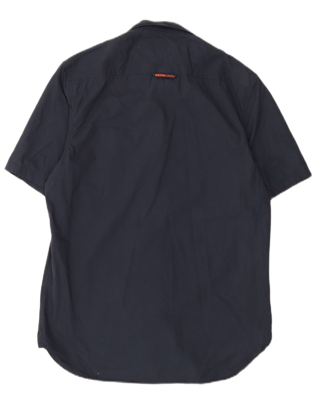 Superdry Мужская рубашка в стиле милитари с коротким рукавом, большая темно-синяя хлопковая рубашка