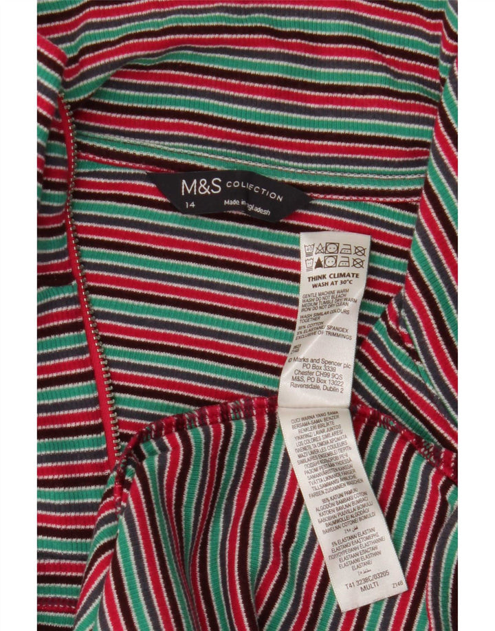 Женский топ с длинным рукавом Marks & Spencer UK 14, средний, в разноцветную полоску