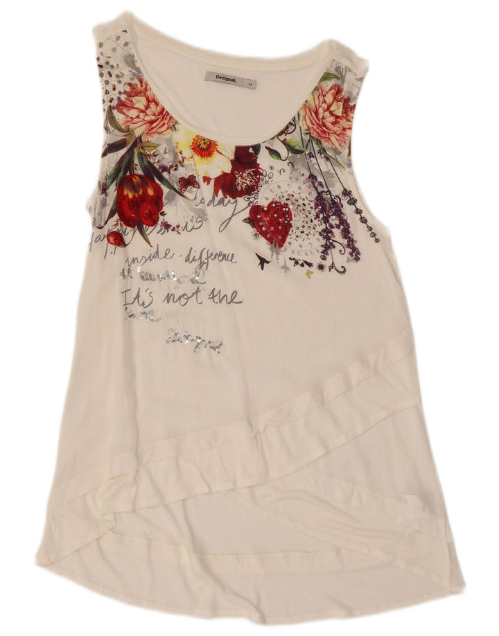 Женская туника с рисунком Desigual UK 12, средний белый цветочный узор из вискозы