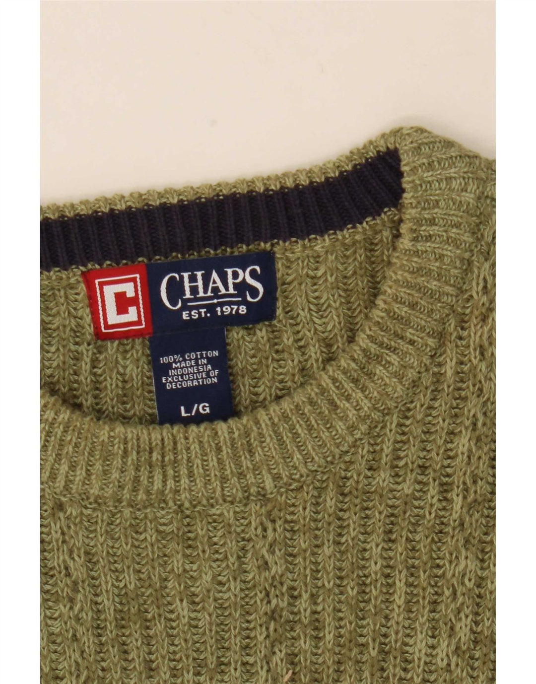 Мужской джемпер с круглым вырезом Chaps, большой зеленый хлопковый свитер в крапинку
