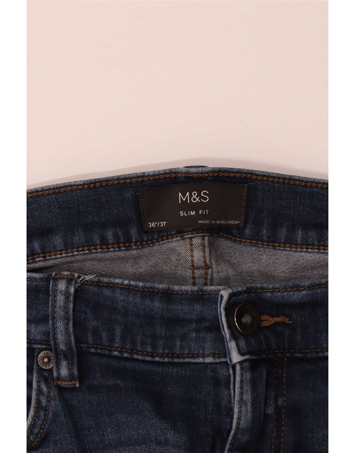 Мужские узкие джинсы Marks & Spencer W36 L29 синие, хлопок
