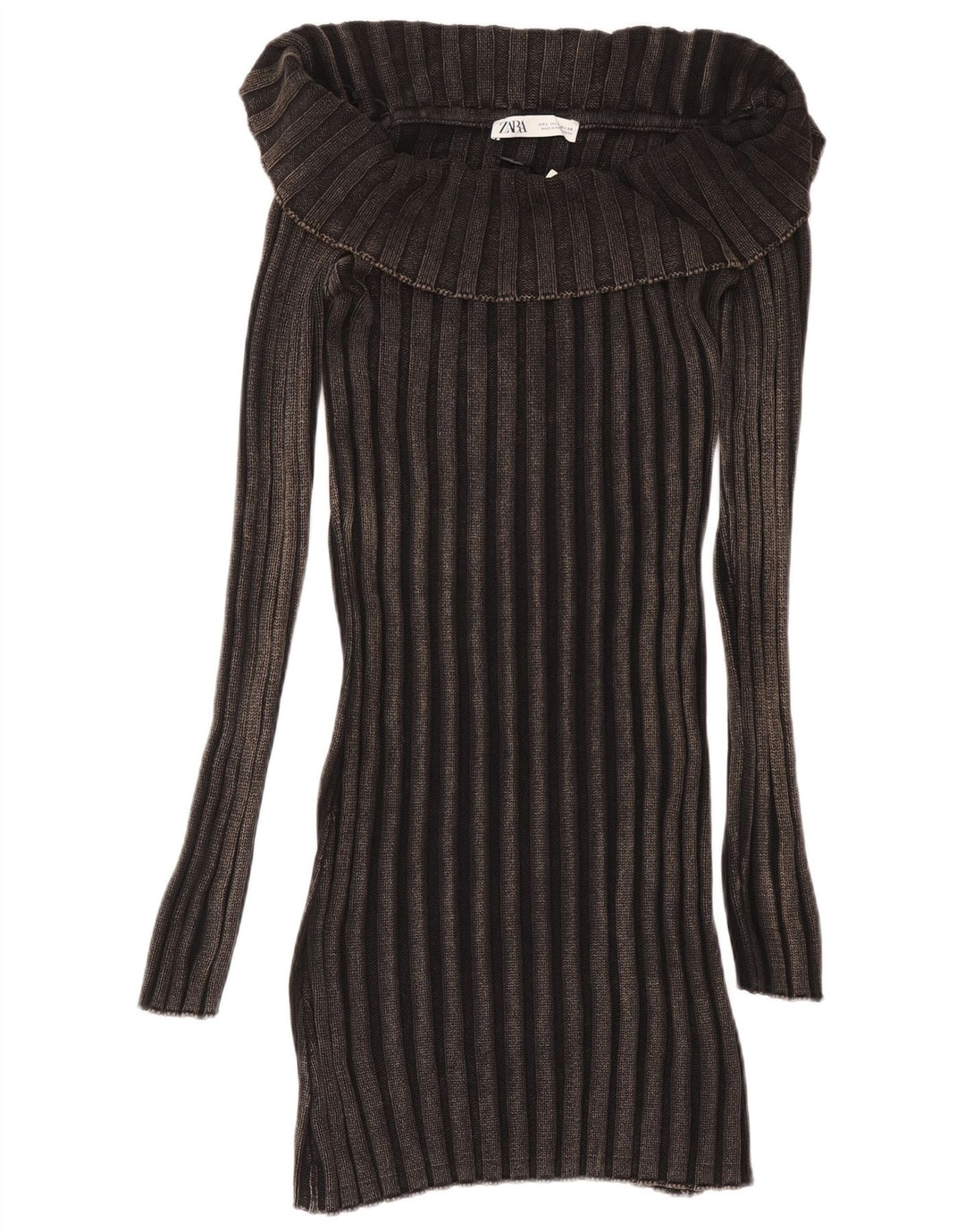 Женское платье-джемпер с длинными рукавами ZARA UK 14, большой черный хлопок