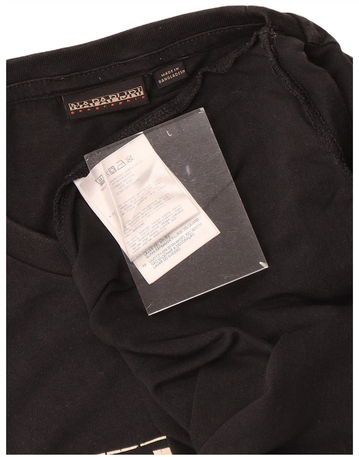 NAPAPIJRI Мужская футболка с географическим рисунком, большой черный хлопковый топ