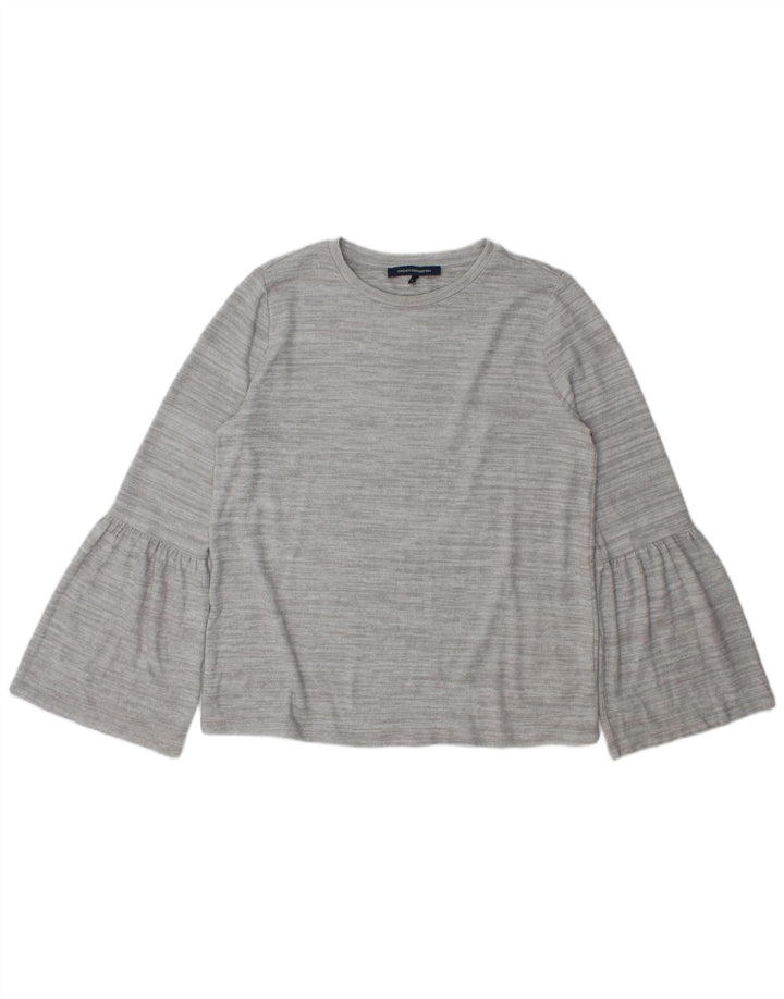 Женский топ French Connection с длинным рукавом UK 16, большой серый полиэстер с крапинками