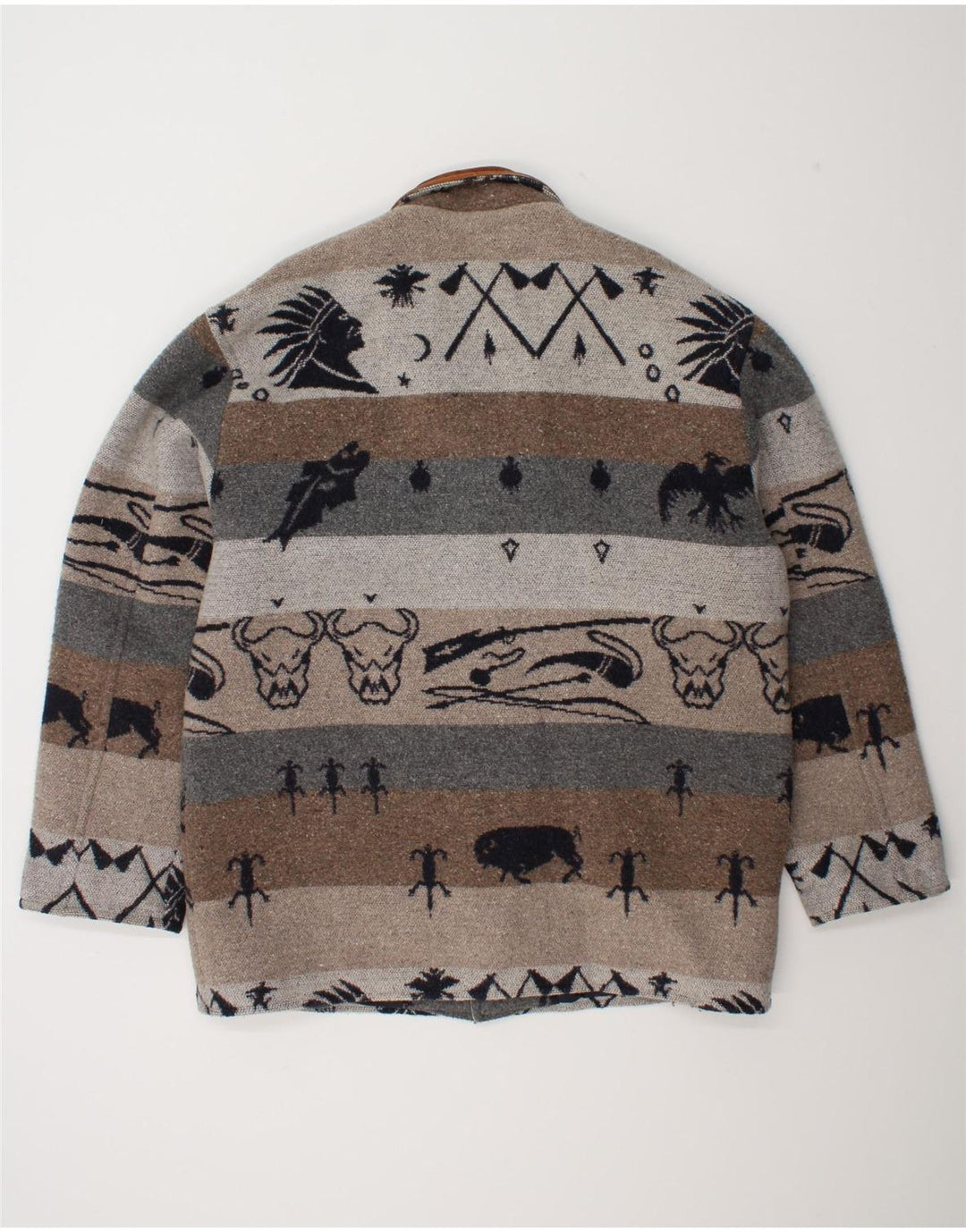 Винтажная мужская ветровка с абстрактным узором, Великобритания, 42 XL, серая, Fair Isle