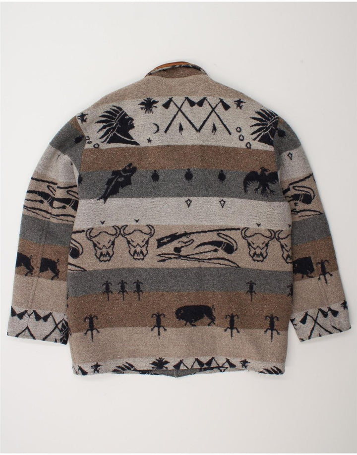 Винтажная мужская ветровка с абстрактным узором, Великобритания, 42 XL, серая, Fair Isle