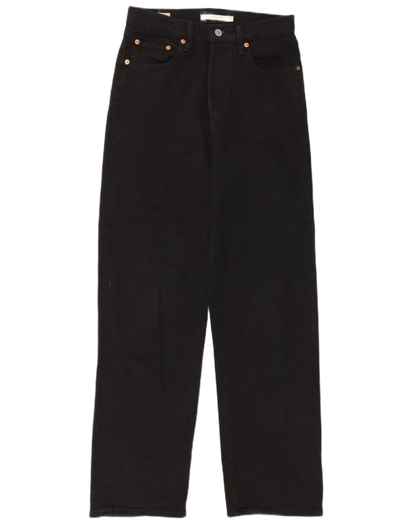 Женские прямые джинсы Levi's Ribcage W27 L29, черный хлопок