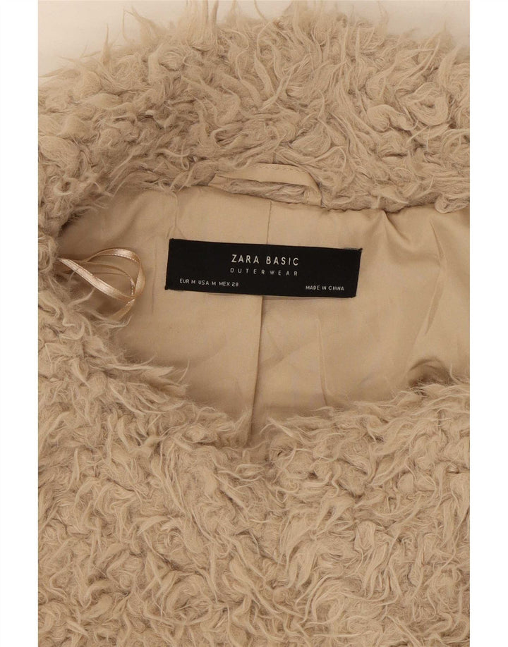Женская куртка из искусственного меха Zara UK 14, средний бежевый полиэстер