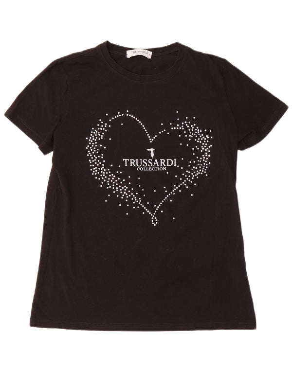 Женская футболка Trussardi с рисунком Top UK 20 2XL, черный хлопок