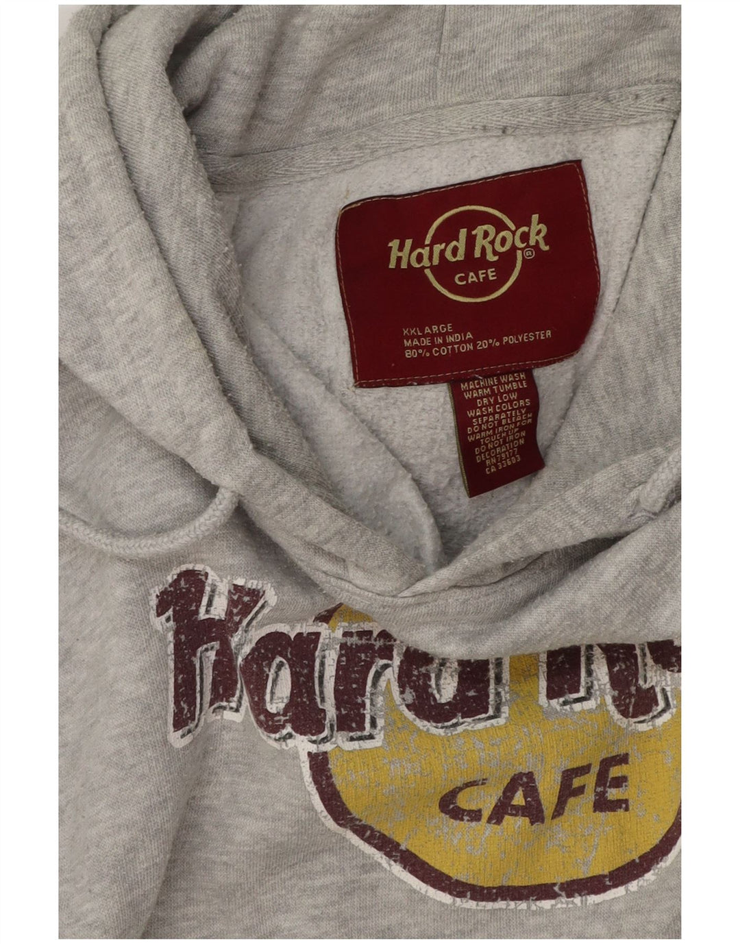 Мужской джемпер с капюшоном Hard Rock Cafe Barcelona с рисунком, 2XL, серый хлопок в крапинку
