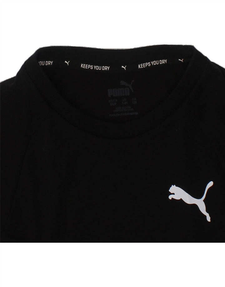 PUMA Boys T-Shirt Top 7-8 Years Black Polyester Vintage Puma and Second-Hand Puma from Messina Hembry 