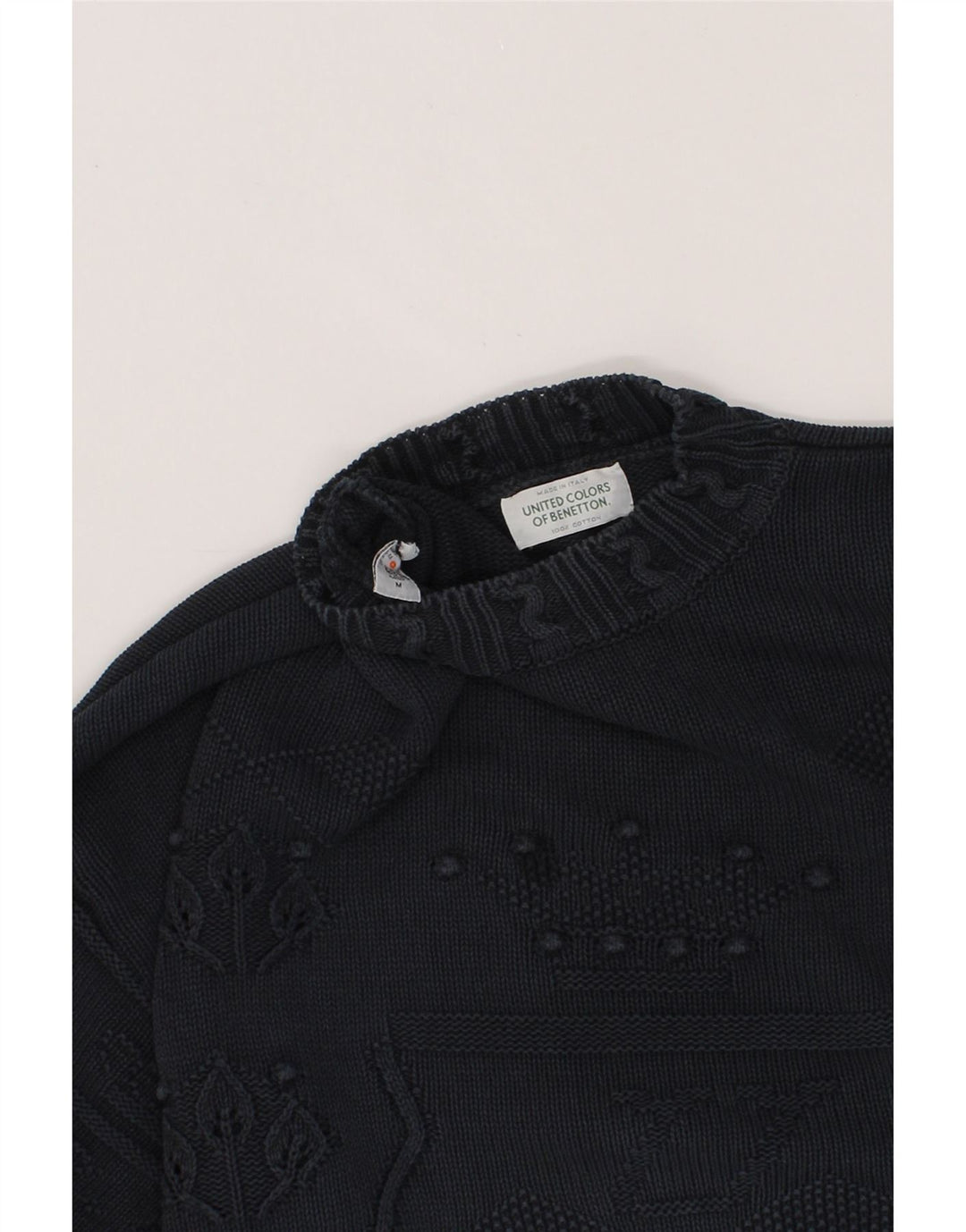 BENETTON Womens Longline Turtle Neck Jumper Sweater UK 14 Medium Navy Blue Vintage Benetton and Second-Hand Benetton from Messina Hembry 
