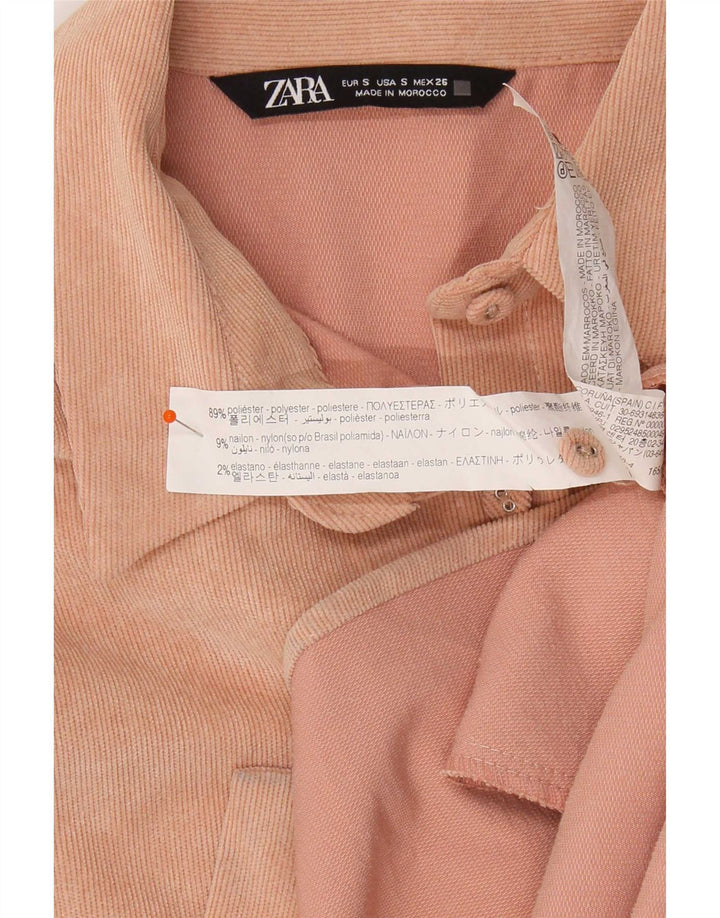 Женская велюровая рубашка оверсайз Zara UK 10, маленький розовый полиэстер