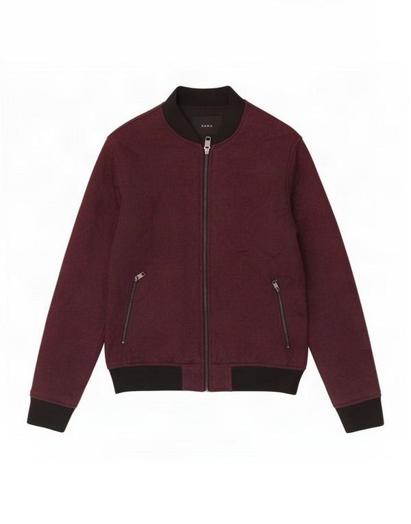 Мужская куртка-бомбер Zara UK 36, маленькая, бордовый, полиэстер с цветными блоками