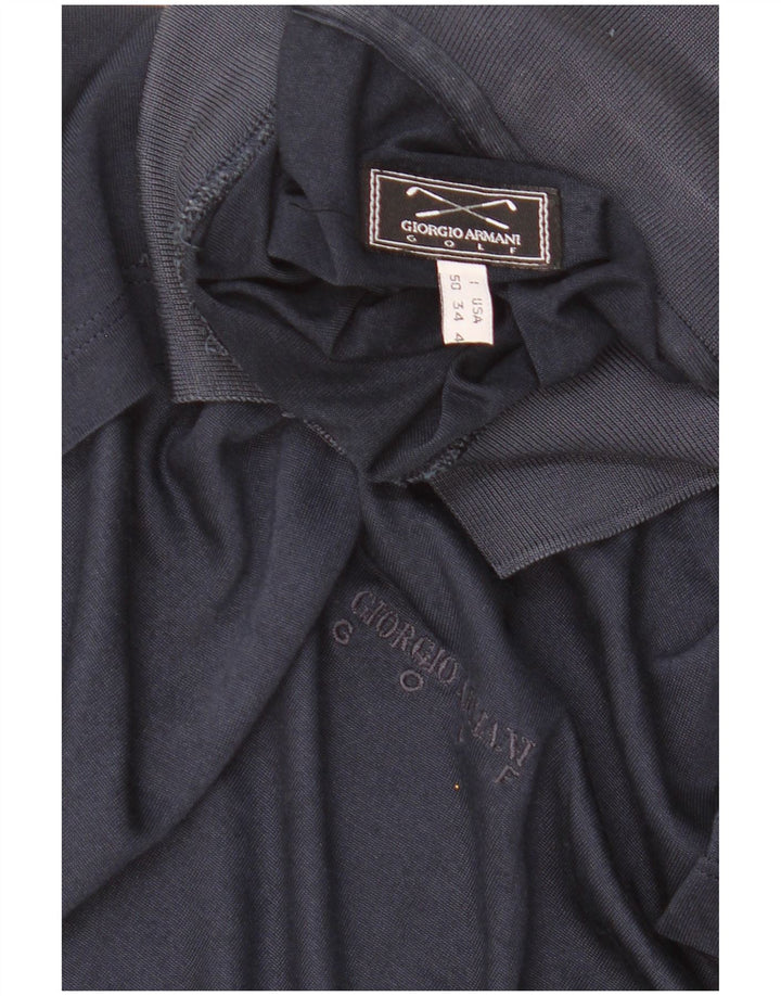 GIORGIO ARMANI Мужская рубашка-поло IT 50 Medium Navy Blue Silk
