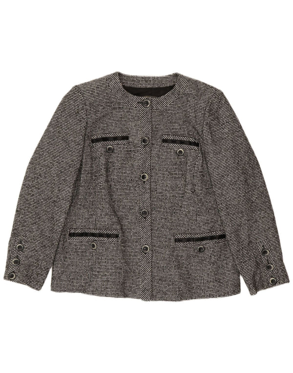 Marina Rinaldi Womens 5 Button Blazer Jacket Size 23 Large Grey Houndstooth