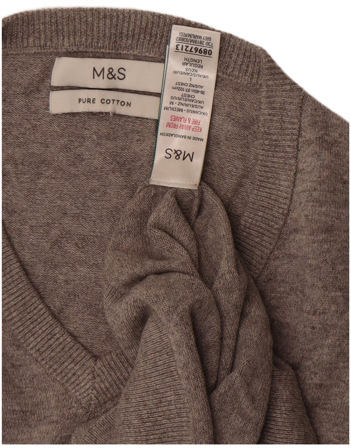 Мужской джемпер с v-образным вырезом Marks & Spencer, большой серый хлопковый свитер