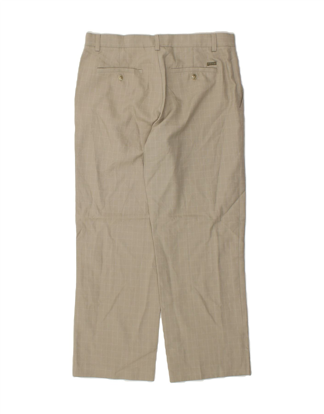 IZOD Mens Golf Straight Chino Trousers W34 L30 Beige Check Polyester Vintage Izod and Second-Hand Izod from Messina Hembry 