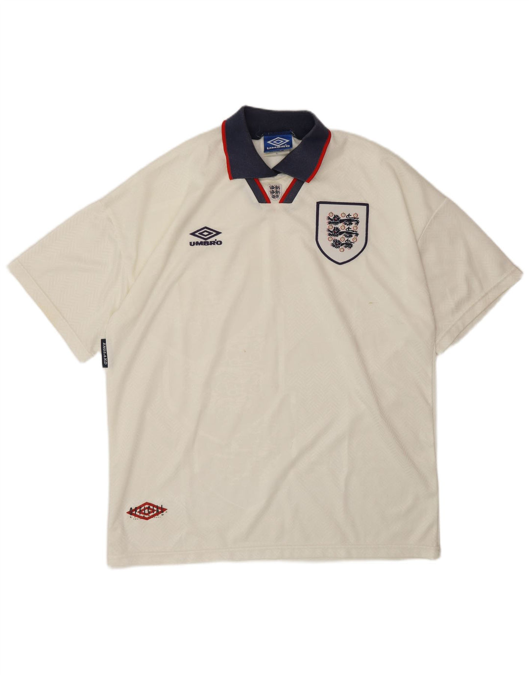 UMBRO Мужская Англия 1993-1994 Домашняя рубашка-поло с графическим рисунком XL, белый полиэстер