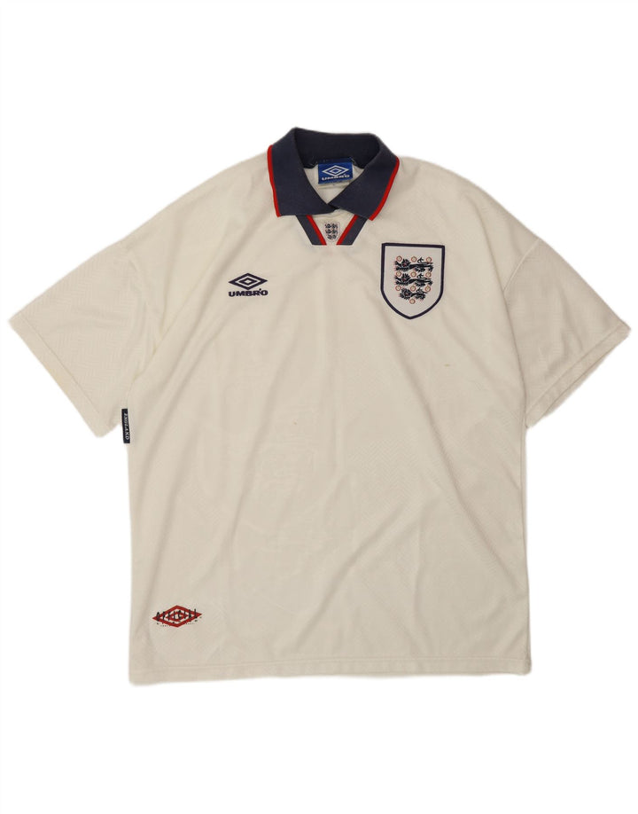 UMBRO Мужская Англия 1993-1994 Домашняя рубашка-поло с графическим рисунком XL, белый полиэстер