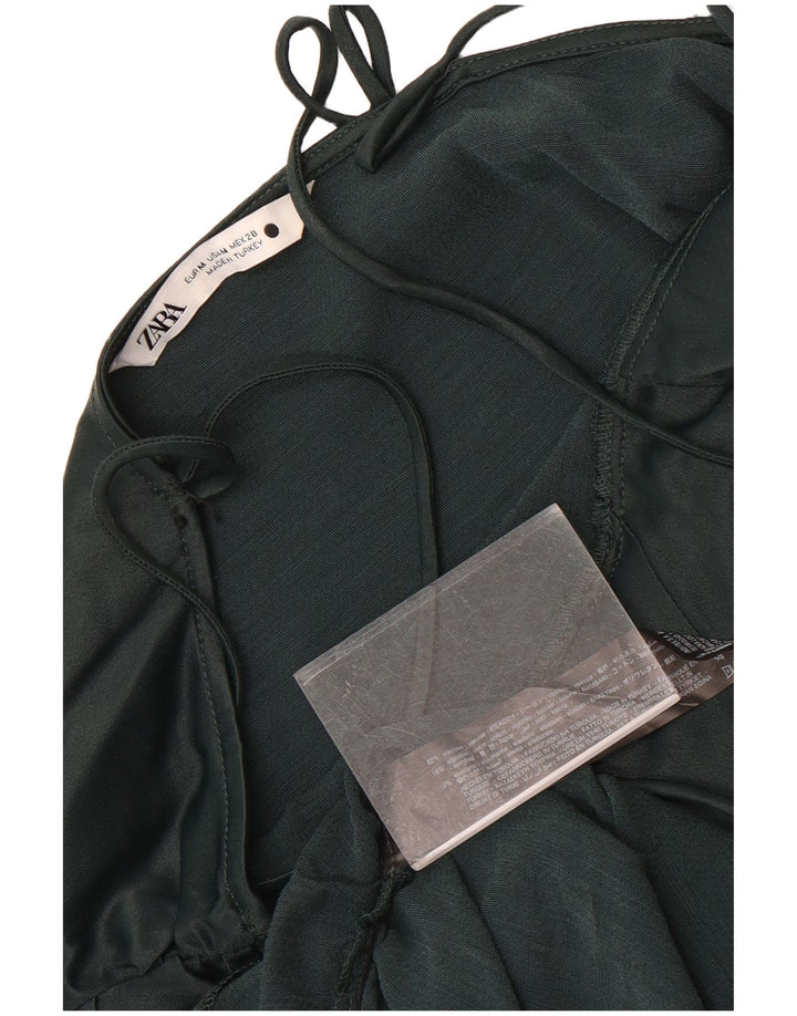 Женское платье-комбинация Zara UK 12, средний зеленый цвет, вискоза