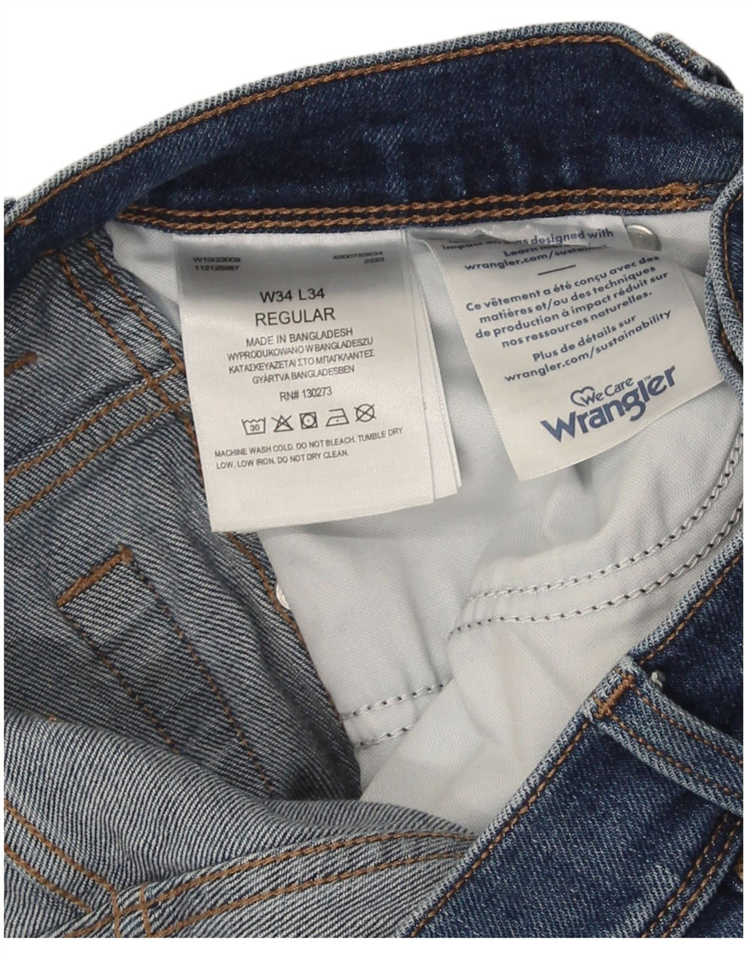 Мужские прямые джинсы Wrangler W34 L34, синий хлопок