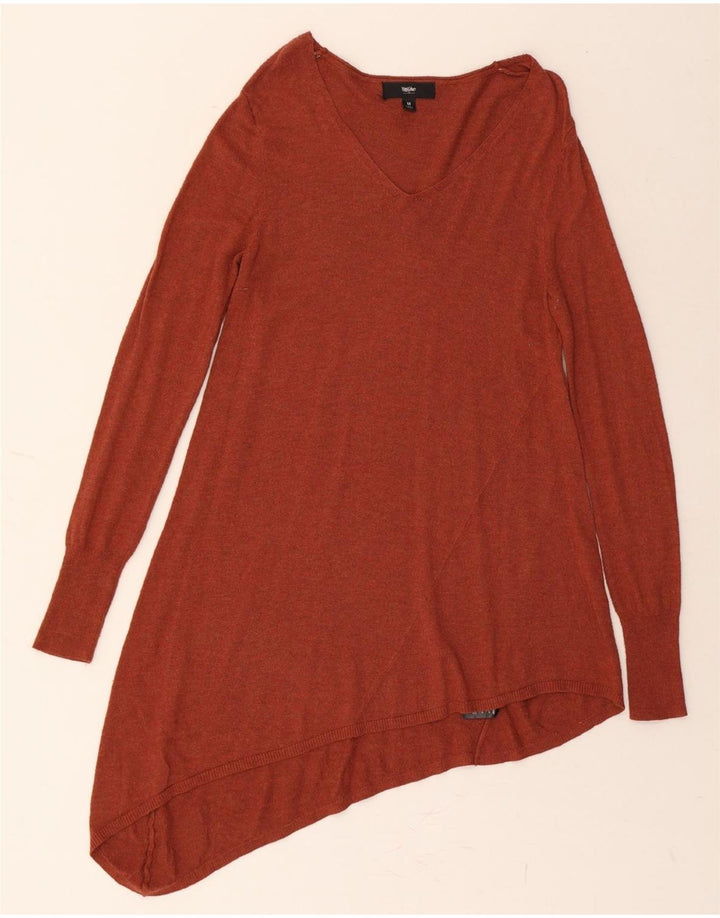 MOSSIMO Womens Long Sleeve Asymmetric Jumper Dress UK 12 Medium Orange Vintage Mossimo and Second-Hand Mossimo from Messina Hembry 