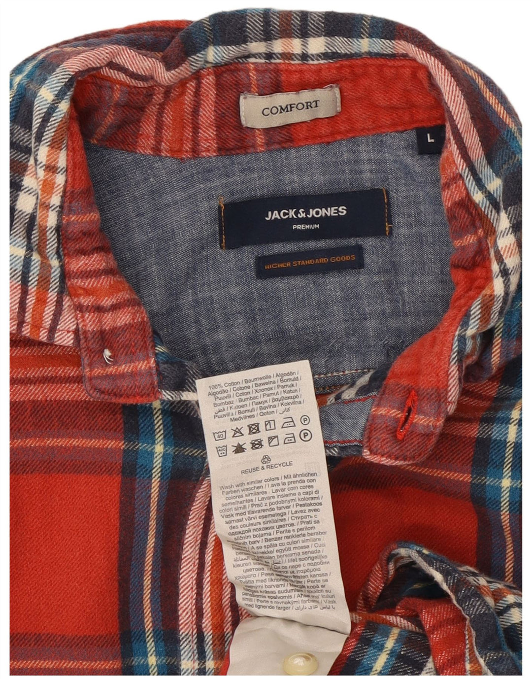 Мужская фланелевая рубашка Jack & Jones в красную клетку, хлопок, большой размер