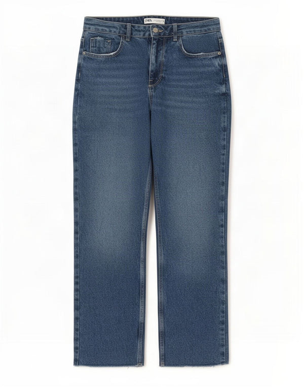 Женские прямые джинсы Zara EU 40 Medium W30 L29, синие, хлопок