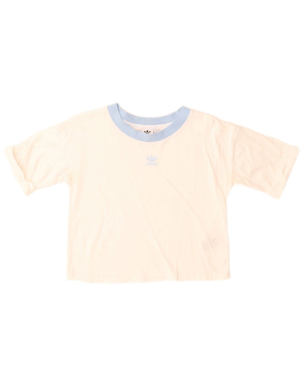 Женская укороченная футболка Adidas Top UK 12, средний белый хлопок