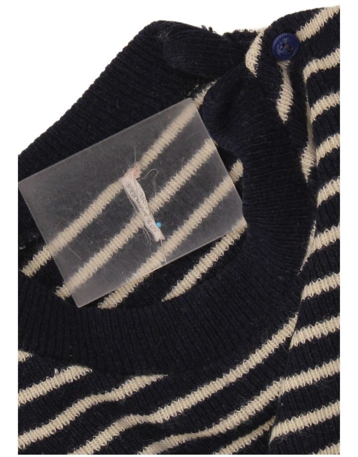 Винтажный женский джемпер на пуговицах, свитер UK 14, средний темно-синий морской цвет