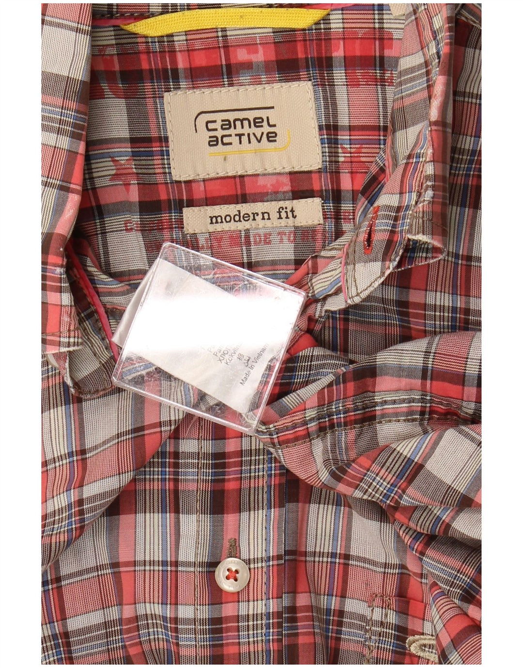 CAMEL ACTIVE Mens Modern Fit Short Sleeve Shirt Large Red Check Cotton