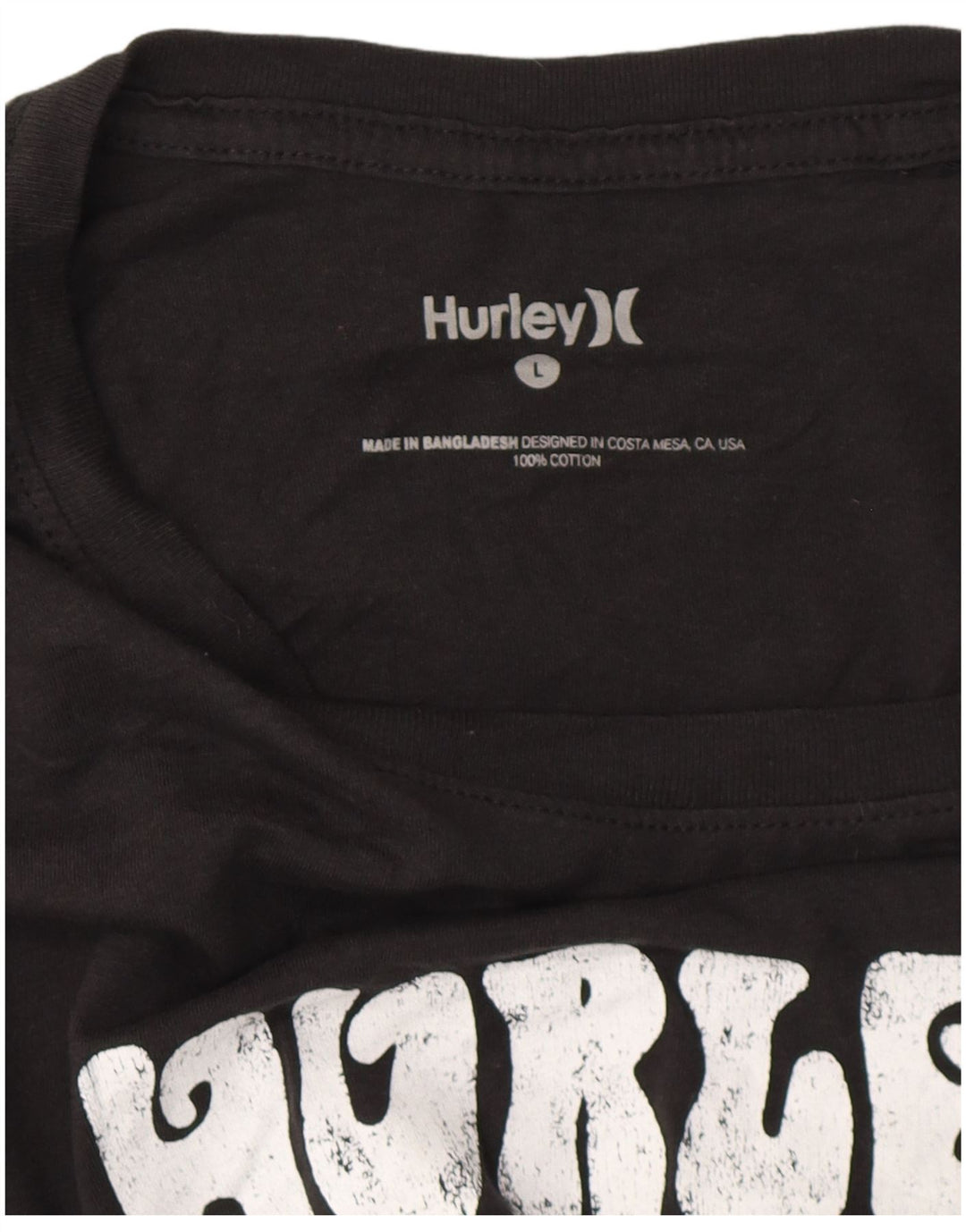 HURLEY Мужская футболка с рисунком, большой черный хлопок