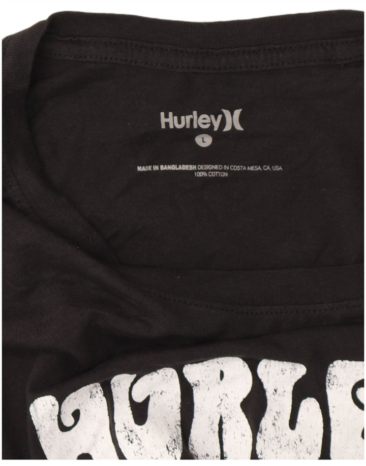 HURLEY Мужская футболка с рисунком, большой черный хлопок