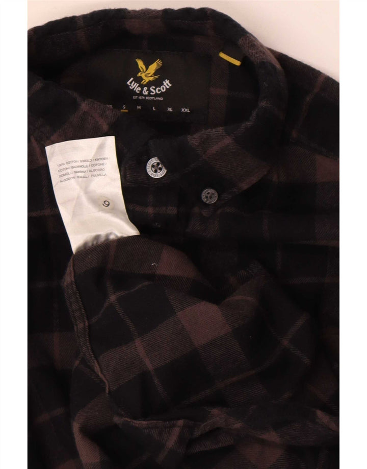 Мужская фланелевая рубашка Lyle & Scott, маленькая коричневая клетка в клетку, хлопок