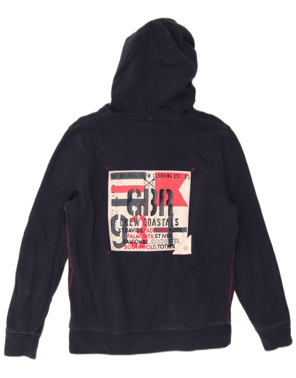 Crew Clothing Womens Graphic Zip Hoodie Sweater UK 14 Medium Navy Blue