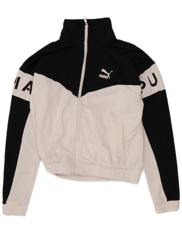 Женский укороченный спортивный костюм большого размера Puma UK 6 XS, черный с цветными блоками