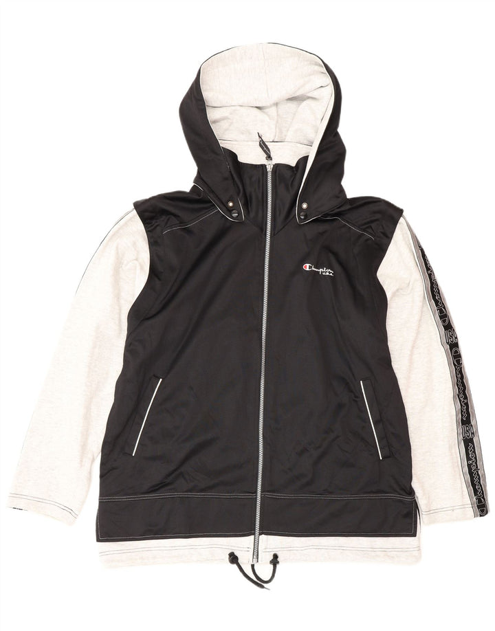 Мужской спортивный костюм Champion с капюшоном, верхняя куртка, средний черный, с цветными блоками