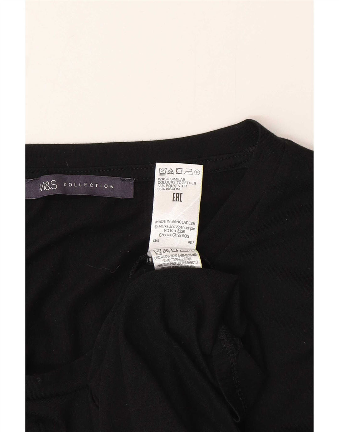 Женский топ с длинным рукавом Marks & Spencer UK 10, маленький черный полиэстер