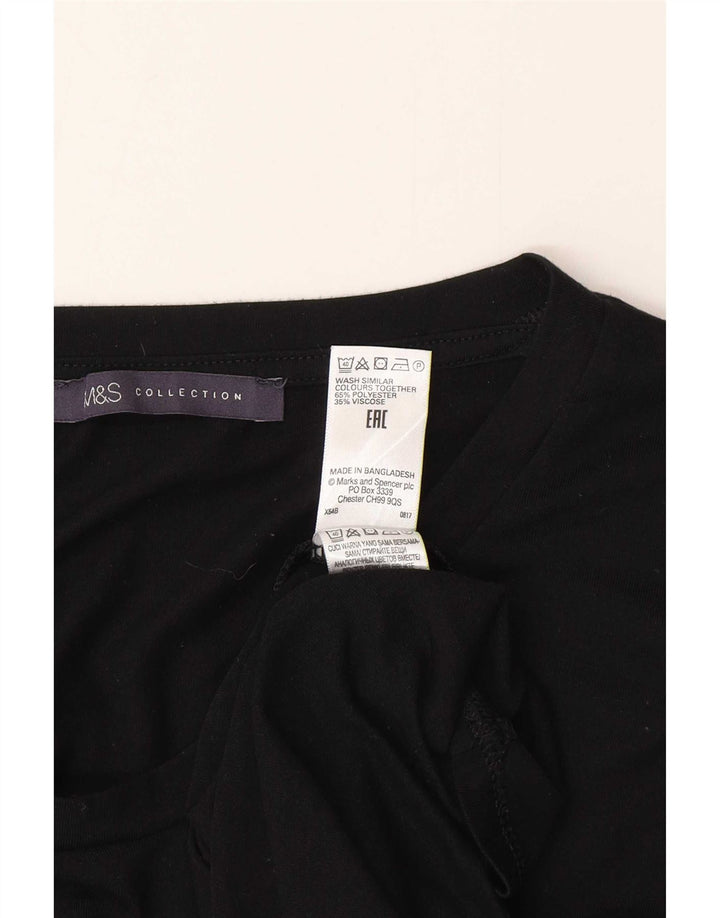 Женский топ с длинным рукавом Marks & Spencer UK 10, маленький черный полиэстер