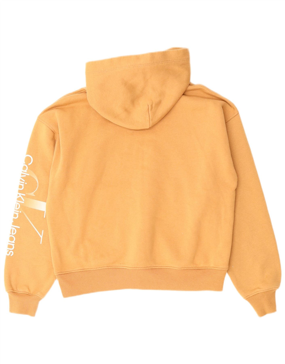 CALVIN KLEIN JEANS Женский джемпер с капюшоном оверсайз UK 10, маленький бежевый